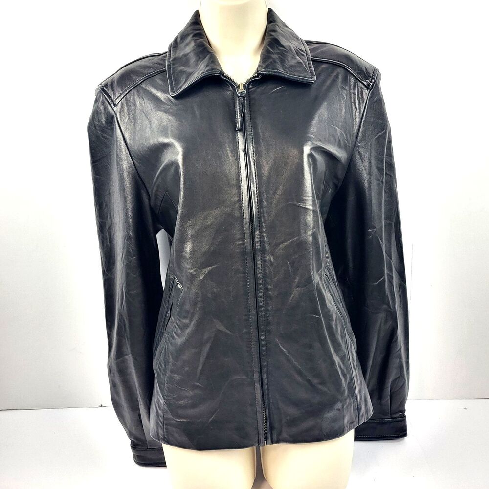 Couture by J. Park Lamb soft Leather Jacket  Black Zip Long Sleeve Size M
